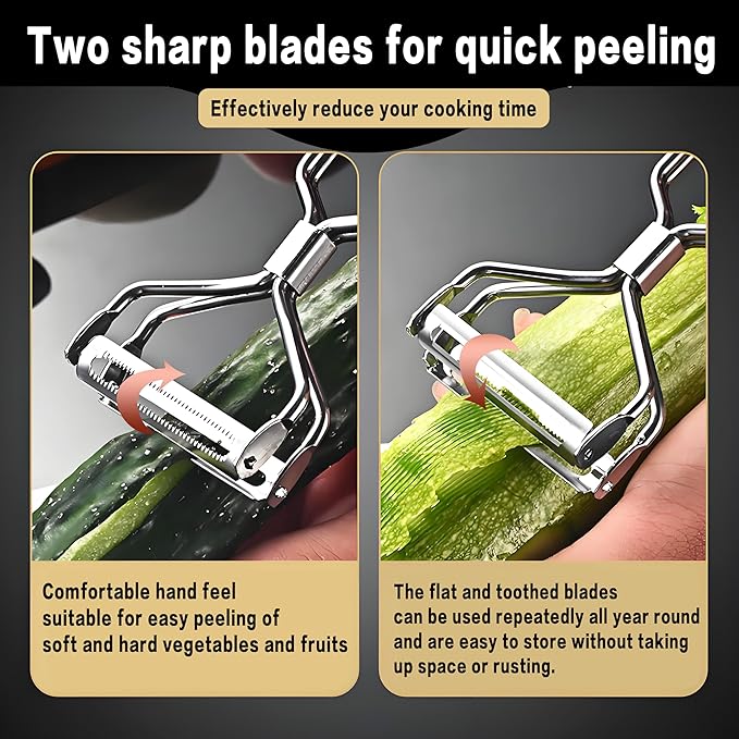 Best Vegetable Carrot Potato Peelers for Kitchen, Just Like Mom's old steel Fruits Peeler (Double Blade) - Image 5