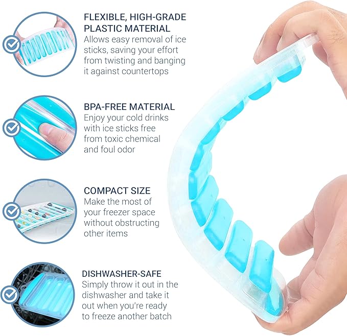 Meadow Lane Ice Stick/Cube Tray, Teal Blue, 1-Tray, Narrow and Long for Sports Bottles