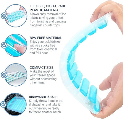 Meadow Lane Ice Stick/Cube Tray, Teal Blue, 1-Tray, Narrow and Long for Sports Bottles
