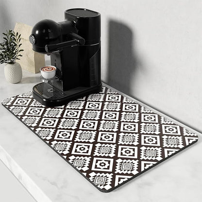 Rnivvi Coffee Mat, 12" x 19" Cute Coffee Bar Mats for Espresso Machine Station Accessories and Organizer, Hide Stain Rubber Backed Absorbent Dish Drying Pad for Kitchen Counter, Modern Abstract Art by Rnivvi