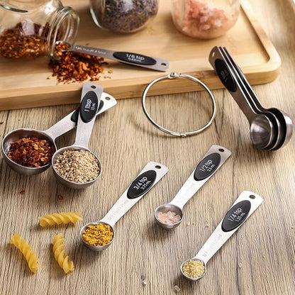 Magnetic Measuring Spoons Set of 9 Stainless Steel Stackable Measuring Spoons Heavy Duty Nesting Teaspoons Tablespoons for Measuring Dry and Liquid Ingredients - Image 8