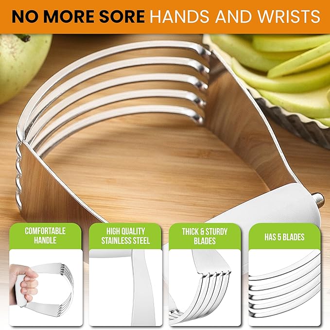 Spring Chef Medium Size White Dough Blender For Baking, Multifunctional Dough Cutter Tool, Stainless Steel Pastry Cutter Tool with Sharp & Sturdy Blades, Dishwasher Safe Pastry Blender for Easy Mixing - Image 4