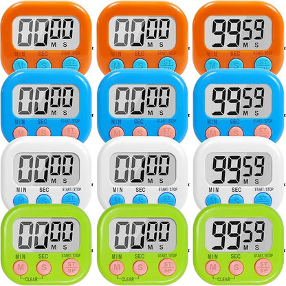 12 Pack Multi-Function Digital Timers, Magnetic Large LCD Display Loud Alarm Countdown Timers, Extensively Use in Classroom, Break Time, Gym, Meeting, Cooking by Unknown