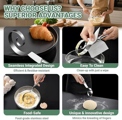 Seamless Danish Dough Whisk Stainless Steel Bread Sourdough Whisks for Cooking, Whisking, Pizza, Pastry, Cake Batter, Biscuits,Dishwasher Safe Dutch Whisk 10"