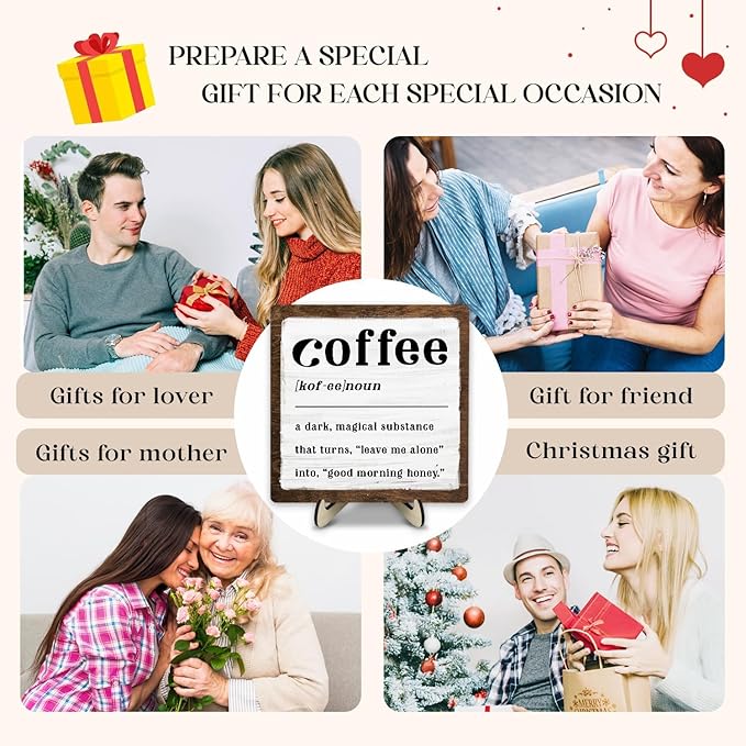 Coffee Bar Sign Plaque for Coffee Bar Station, Vintage Wooden Java Sign Decor for Kitchen,Farmhouse Cafe,Fun Gifts for Friends,Dad,Mom 5.9x5.9inch - Image 5