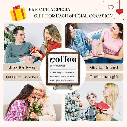Coffee Bar Sign Plaque for Coffee Bar Station, Vintage Wooden Java Sign Decor for Kitchen,Farmhouse Cafe,Fun Gifts for Friends,Dad,Mom 5.9x5.9inch - Image 5