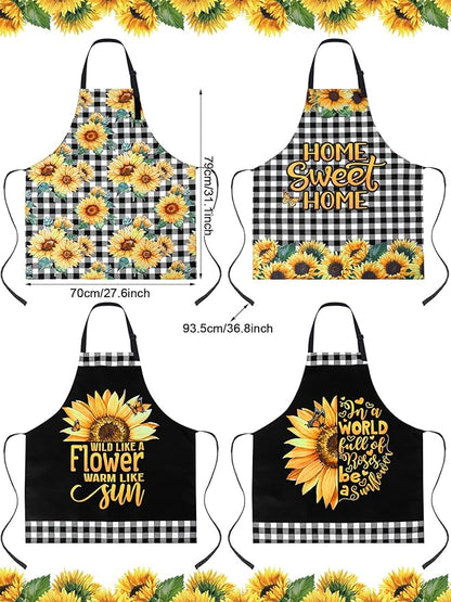 Geetery 4 Pcs Chicken Aprons for Women Rooster Print Apron Waterproof Adjustable for Kitchen Cooking - Image 3