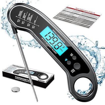 Meat Thermometer Digital, Instant Read Meat ThermometerI for Grill and Cooking, Waterproof Food Thermometer for Kitchen and Outside, BBQ, Turkey, Candy, Liquids, Beef by ROUUO
