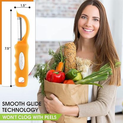 Spring Chef Premium Swivel Vegetable Peeler, Soft Grip Handle and Ultra Sharp Stainless Steel Blades - Perfect Kitchen Peeler For Veggie, Fruit, Potato, Carrot, Apple - Mango - Image 3