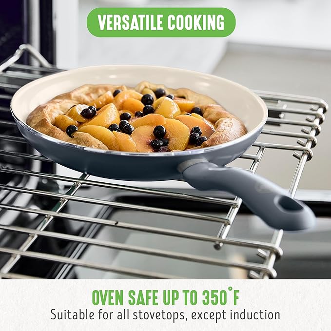 GreenLife Non Stick Fry Pan Set (7" & 10"), Non-Toxic PFAS-Free Ceramic Skillets, Dishwasher & Oven Safe, Egg Omelet Frying Pans, Stay- Cool Handles, Kitchen Home Cooking Essentials, Gray - Image 9