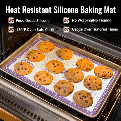 Silicone Pastry Mat with 10 Useful Recipes, Silicone Mat for Baking, Dough Rolling,Bread, Cookie, Macaron, Pizza, Surdough, Non Slip Silcone Mat for Counter, Baking Suppliers Essential - Image 6