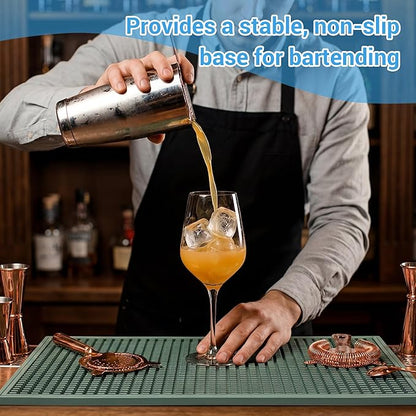 ZJWZLG Bar Mat - Premium 18"X12" Rubber Bar Mats for Countertop, Non-slip Dish Drying Pad & Bartender Mat with for Fast Drying, Ideal Bar Tools for Home Bar, Cocktail Set, And Kitchen Use(Green)