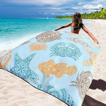 WIWIGO Beach Blanket Waterproof Sandproof Beach Mat 79" X 83"/10'x9'for 2-8 Adults Quick Drying Outdoor Picnic Mat Beach Accessories for Travel, Camping, Hiking - Image 4
