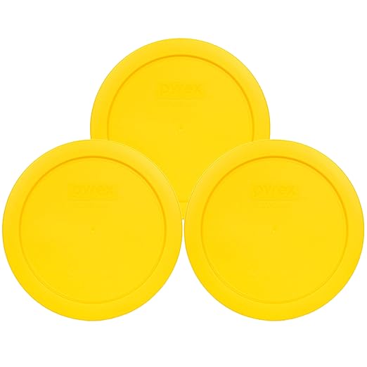 Pyrex 7201-PC 4 Cup Meyer Lemon Yellow Food Storage Replacement Lids (3-Pack) - Made in USA by Pyrex