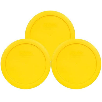 Pyrex 7201-PC 4 Cup Meyer Lemon Yellow Food Storage Replacement Lids (3-Pack) - Made in USA by Pyrex