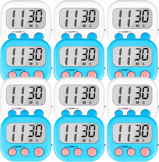 Timer for Kids Teachers Supplies Digital Kitchen Timers for Cooking Large Magnetic Classroom Timer 12Pack-Blue White