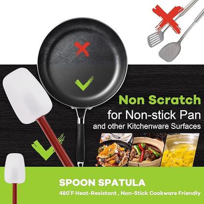 Silicone Rubber Spatula and Spoon Set of 3, High Heat Spatula, Commercial Size (14 Inches) - Image 2