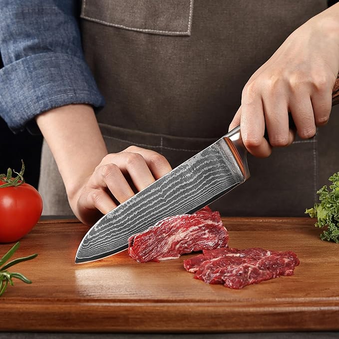 Wakoli EDIB 2-Piece Damascus Kitchen Knife Set – Santoku & Small Santoku with VG10 Core made of 67-Layer Damascus Steel Blades – Professional Chef Knives with Ergonomic Pakkawood Handles in Gift Box