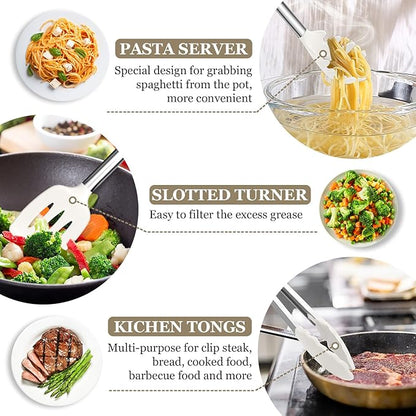TeamFar Kitchen Utensils, 8PCS Cooking Silicone Utensils Kitchen Tool Kit with Stainless Steel Handle, for Nonstick Cookware Cooking Stirring Turning, Food Grade & Heat Resistant, Dishwasher Safe - Image 4