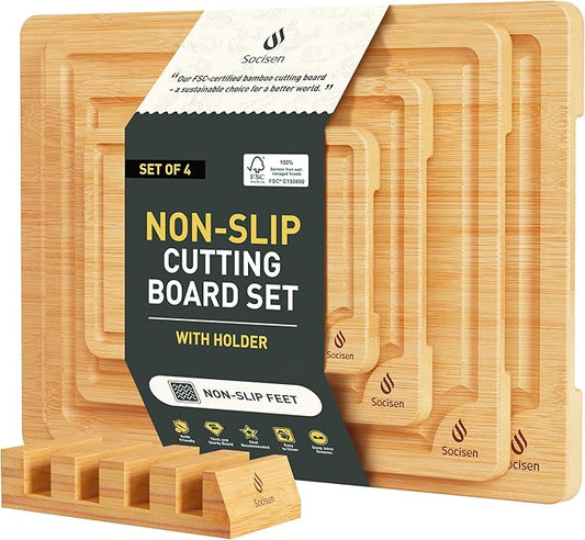 Bamboo Cutting Board Set Non Slip Feet with Holder Over Sink Adult Women Her Sister Aunt Wife Hustband Lady Bestie Soul Happy Christmas Xmas Birthday Gifts Cool Unique Aesthetic 30 40 60 70 Year Old by Socisen