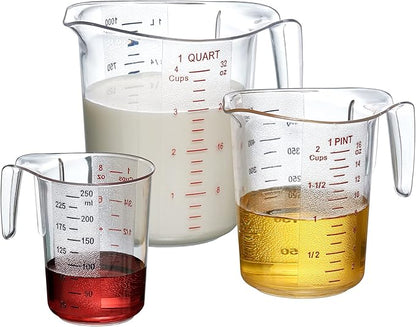 Amazing Abby - Melissa - Plastic Measuring Cups (3-Piece Set), Food-Grade Measuring Jugs, 1/2/4-Cup Capacity, Unbreakable, Stackable, Dishwasher-Safe, Great for Oil, Vinegar, Flour, and More by AmazingAbby