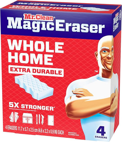 Mr. Clean Magic Eraser Sponge, All Purpose Cleaner, Cleaning Scrubber, Wall, Sneaker, Kitchen, Bathroom, Shower Cleaner, Cleaning Supplies, Melamine Sponge, Cleaning Pads, Extra Durable, 4ct - Image 12