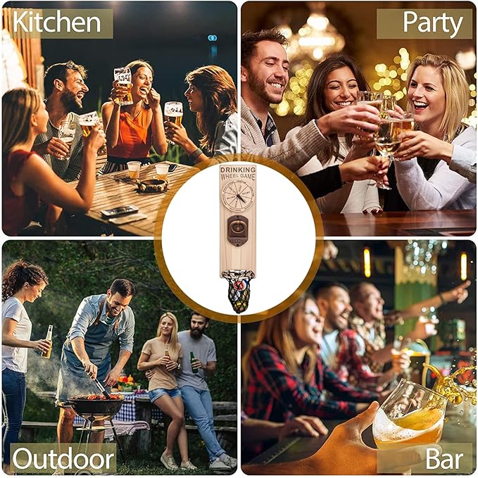 Magnetic Bottle Openers with Catcher, Wall Mounted Wooden Beer Bottle Opener with Game Roulette, Traceless Corkscrew, Home Bar Accessories for Kitchen, Outdoor, Ideal Beer Gifts for Men (Style 9)