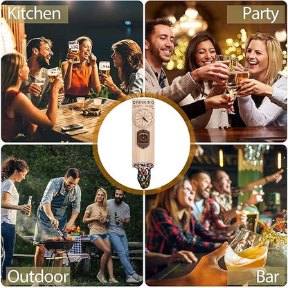 Magnetic Bottle Openers with Catcher, Wall Mounted Wooden Beer Bottle Opener with Game Roulette, Traceless Corkscrew, Home Bar Accessories for Kitchen, Outdoor, Ideal Beer Gifts for Men (Style 9)