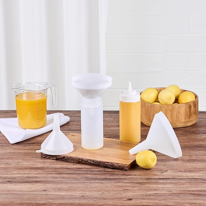 Restaurantware-Met Lux Plastic Funnel Set, 1 Pouring Tool Set - Includes 8,12, and 16-oz Funnel, 3-piece Pouring Tools, Wide Spout, For Transferring Ingredients - Image 4