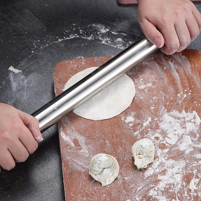 Stainless Steel Rolling Pin, Matte Finish 16.7 Inches, Berglander Rolling Pin For Baking Pizza Dough, Pie, Cookie, Essential Kitchen Utensil Gift Ideas For Bakers. - Image 7