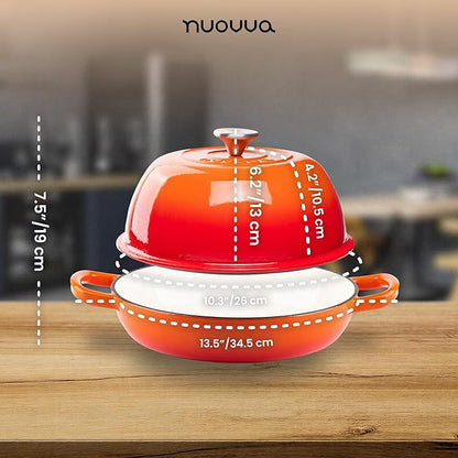 Enamelled Cast Iron Dutch Oven Pot – Dutch Oven For Sourdough Bread Baking – Cast Iron Bread Pot – Orange, 6 Quarts, 26cm – by Nuovva - Image 2