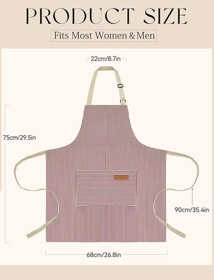 2 Pack Kitchen Cooking Aprons, Soft Aprons for Women Men with 2 Pockets Chef Apron with Adjustable Neck Strap and Long Tie - Image 7