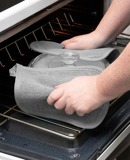 RITZ Terry Potholder & Hot Pad: Unparalleled Heat Resistant, Durable 100% Cotton – Ergonomically Designed for Optimal Grip – Easy-Care Machine Washable – 4-Pack, Titanium/Graphite - Image 4