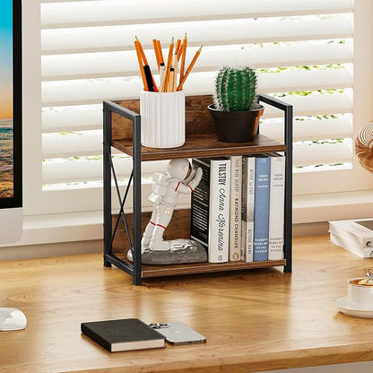 Giikin Kitchen Countertop Organizer, 2 Tier Spice Rack Organizer for Pantry, Kitchen Counter Shelf Wood Coffee Station Organizer (Brown, M) - Image 8