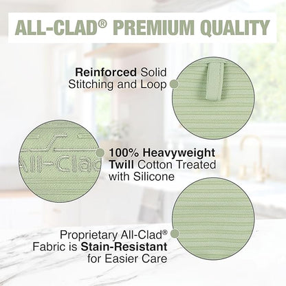 All-Clad Premium Pot Holder & Heating Pad, (2-Pack) Heat Resistant to 500 Degrees, 100% Cotton 10"x6.25" for Kitchen and Barbeque, Fennel - Image 5