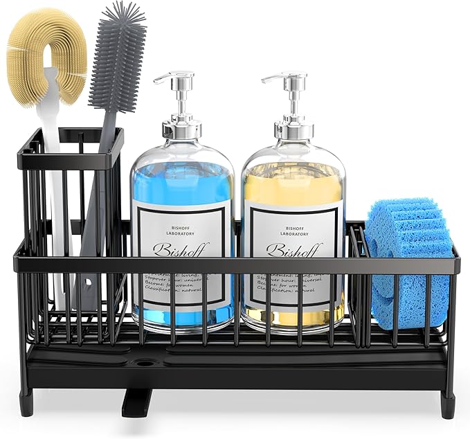 Moforoco Extra Large Sponge Holder for Kitchen Sink Organizer Caddy, Dish Brush Scrubber Holder,Stainless Steel Sink Box Utensil Holder,Soap Dispenser Set Tray Counter Accessories & Storage Rack - Image 8