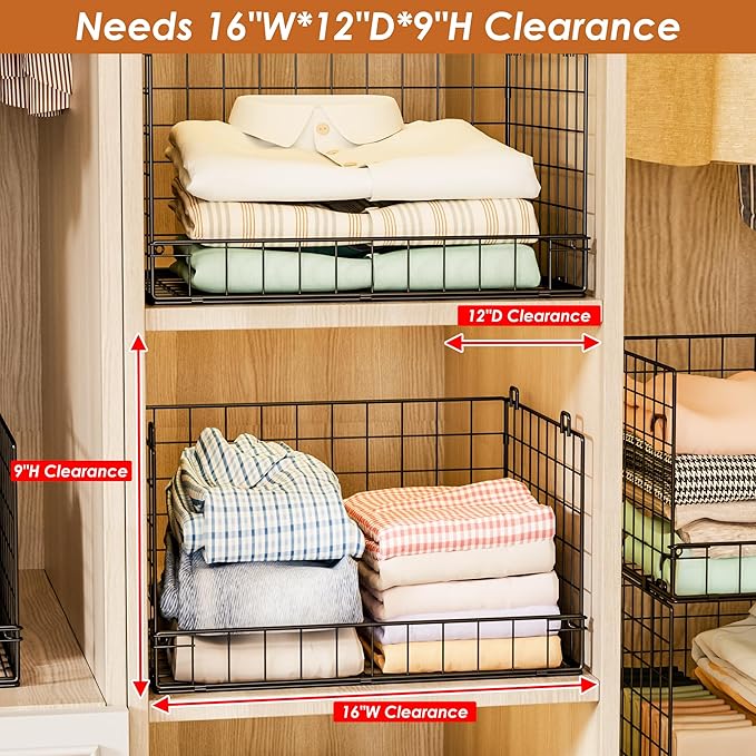 Yociyoga 4-Tier Stackable Closet Organizers and Storage Shelves, Foldable Closet Shelf Organizer, Black(Patent Protection)(Patent No. 30022416) - Image 4