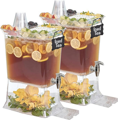 Buddeez Tritan™ Beverage Dispenser with Party Tray Lid - 2.5 Gallon Cold Drink Dispenser for Juice, Iced Tea, Lemonade, Water