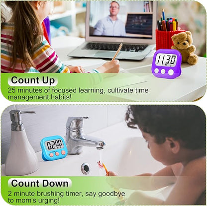 Digital Timer for Kids Teacher Supplies Classroom Timer for Study Learning Management Kitchen Work Exercise-4Pack Blue Green Orange Purple - Image 4