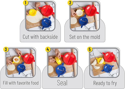 BTaT- Dough Press Set, 3 Pack, Dumpling, Empanada, Pastry and Turnover Press, Hand Pie Maker, Meat Pie Cutter