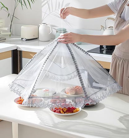 40cmx50cm Large Premium Pop-Up Mesh Screen Food Cover Tent Umbrella, Reusable and Collapsible Outdoor Picnic Food Covers Mesh, Net Food Covers Keep Out Flies, Bugs, Mosquitoes (L025-G4050X2)