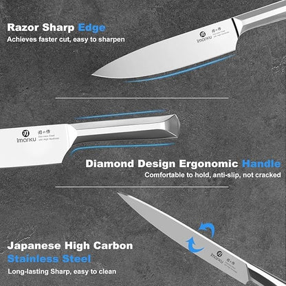 imarku Knife Set, 16PCS High Carbon Stainless Steel Kitchen Knife Set with Block Ultra Sharp Knife Block Set, Japanese Knife Set with Dotted Non-slip Ergonomic Handle, Best Gifts - Image 4