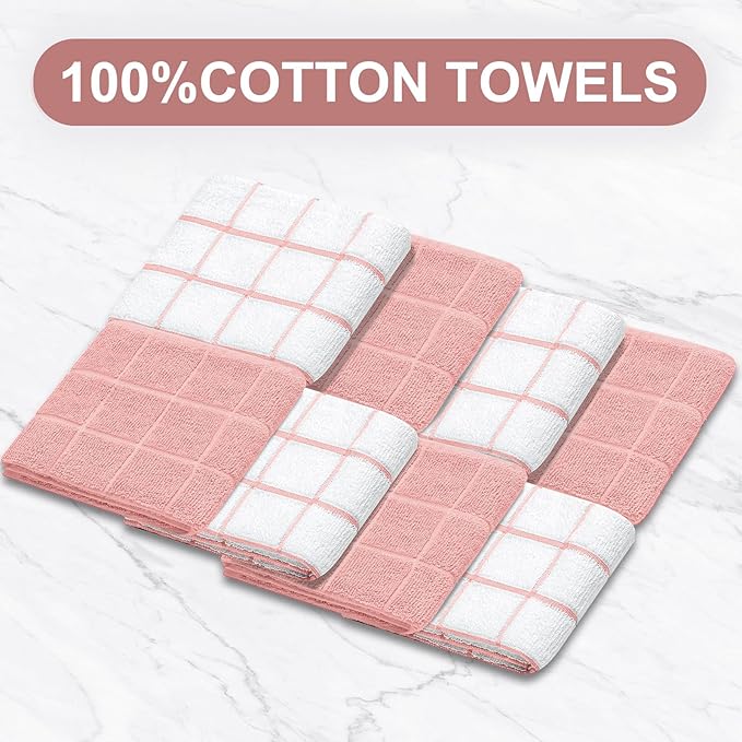 Oven Mitts Pot Holders Sets/Kitchen Towels and Dishcloths, Oven Gloves Kitchen Dish Towels 500 Degree Heat Resistant Potholders with Non-Slip Silicone Surface for Cooking, Grilling, Baking-Pink - Image 6