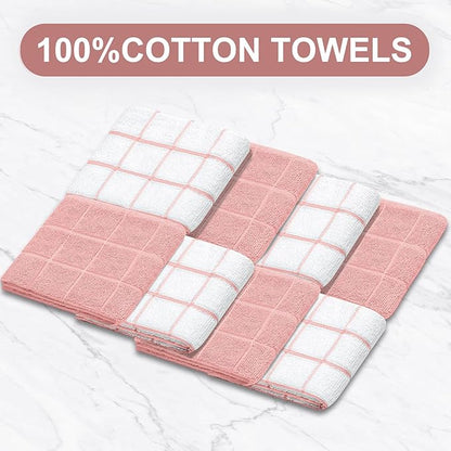 Oven Mitts Pot Holders Sets/Kitchen Towels and Dishcloths, Oven Gloves Kitchen Dish Towels 500 Degree Heat Resistant Potholders with Non-Slip Silicone Surface for Cooking, Grilling, Baking-Pink - Image 6