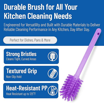 SPARTA Large Water Bottle Brush Ideal for Wide-Mouth Jars, Bottles and Tumblers, Dishwashing Tool with Handle for Home and Commercial Kitchens, Plastic, 16 Inches, Purple