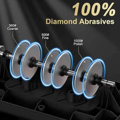 Knife Sharpener Electric for Kitchen Knives, with 100% Diamond Abrasives and Precision Angle Guides, 3-Stage Professional Automatic Quickly Sharpening/Polishing - Image 3