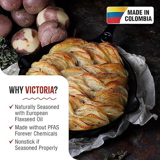 Victoria 10-Inch Cast Iron Skillet, Pre-Seasoned Cast-Iron Frying Pan with Long Handle, Made in Colombia - Image 2