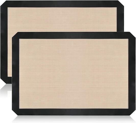 Luckyiren 2-Pack Silicone Baking Mats – Non-Stick Reusable Oven Liners for Half Sheet Pans (16.54" x 11.62"), BPA-Free Silicone, Easy to Clean, for Cookies, Roasted Veggies, Pizza & More