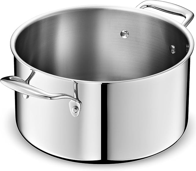 LEGEND COOKWARE 5-Ply Stainless Steel 6-Quart Stock Pot with Lid - Induction Compatible, Oven Safe 800°F - Non-Toxic, No Coatings - Even Heating, Won't Warp - Built to Last Generations