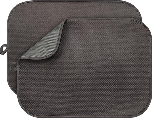 2-Pack Dish Drying Mat 18 x 24 inches – XL Drying Matt Kitchen Counter,Dish Drying Mats for Kitchen Counter, Super Absorbent, Anti-Slip, Fast Drying, Kitchen Must-Have(Dark Gray) by FullBeDare